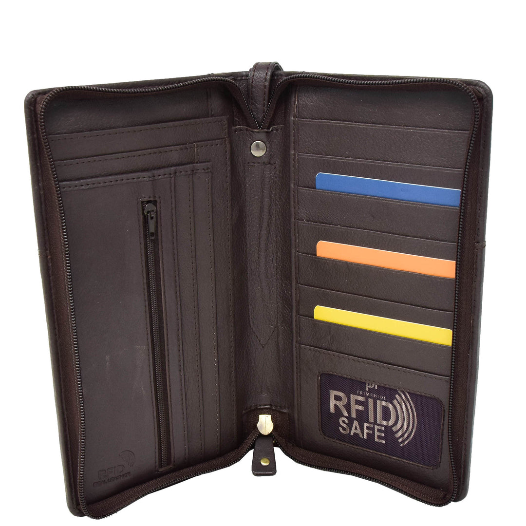 Zip Around Documents Leather Wallet Perth Brown 5