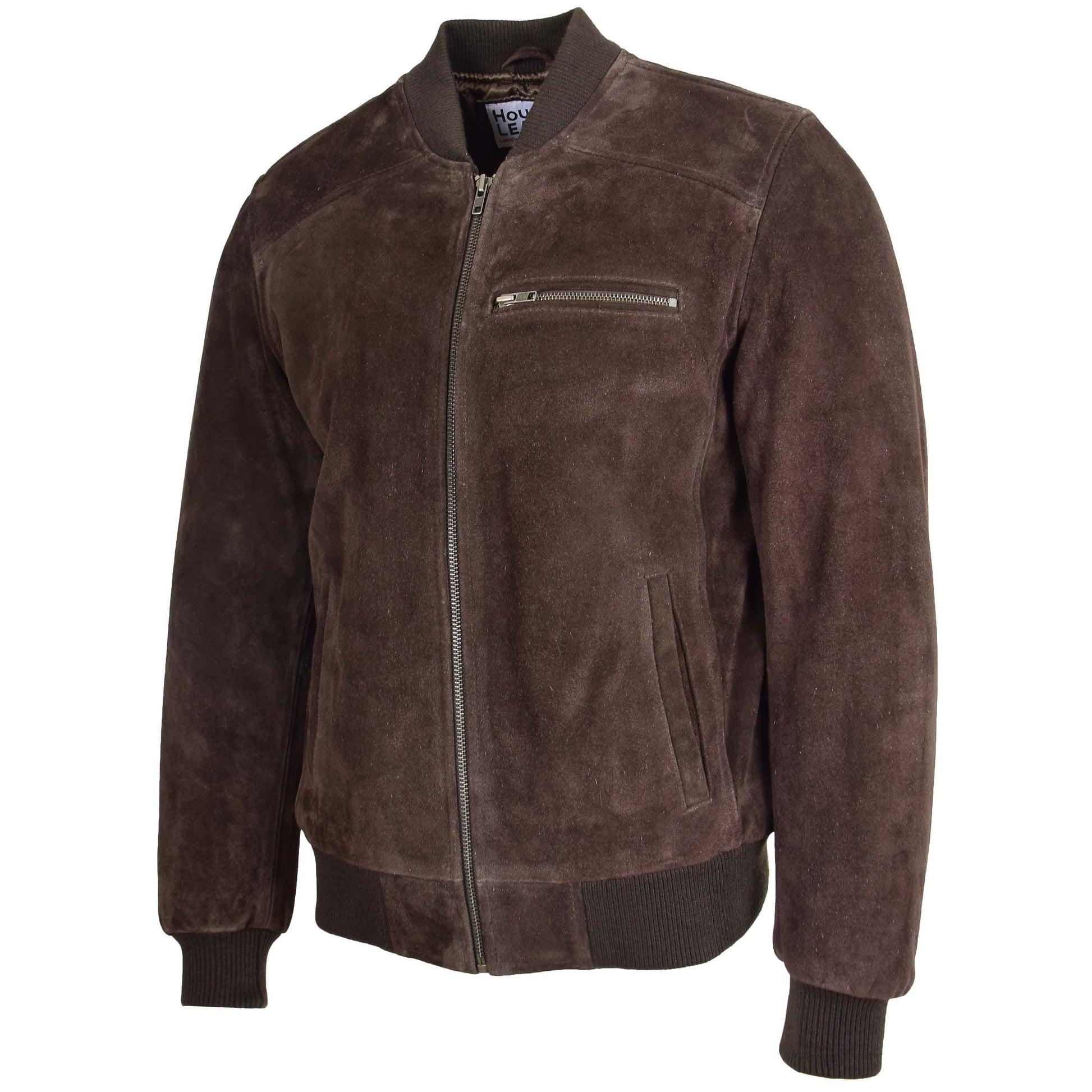 Mens Suede Bomber Varsity Jacket Reg Brown 3