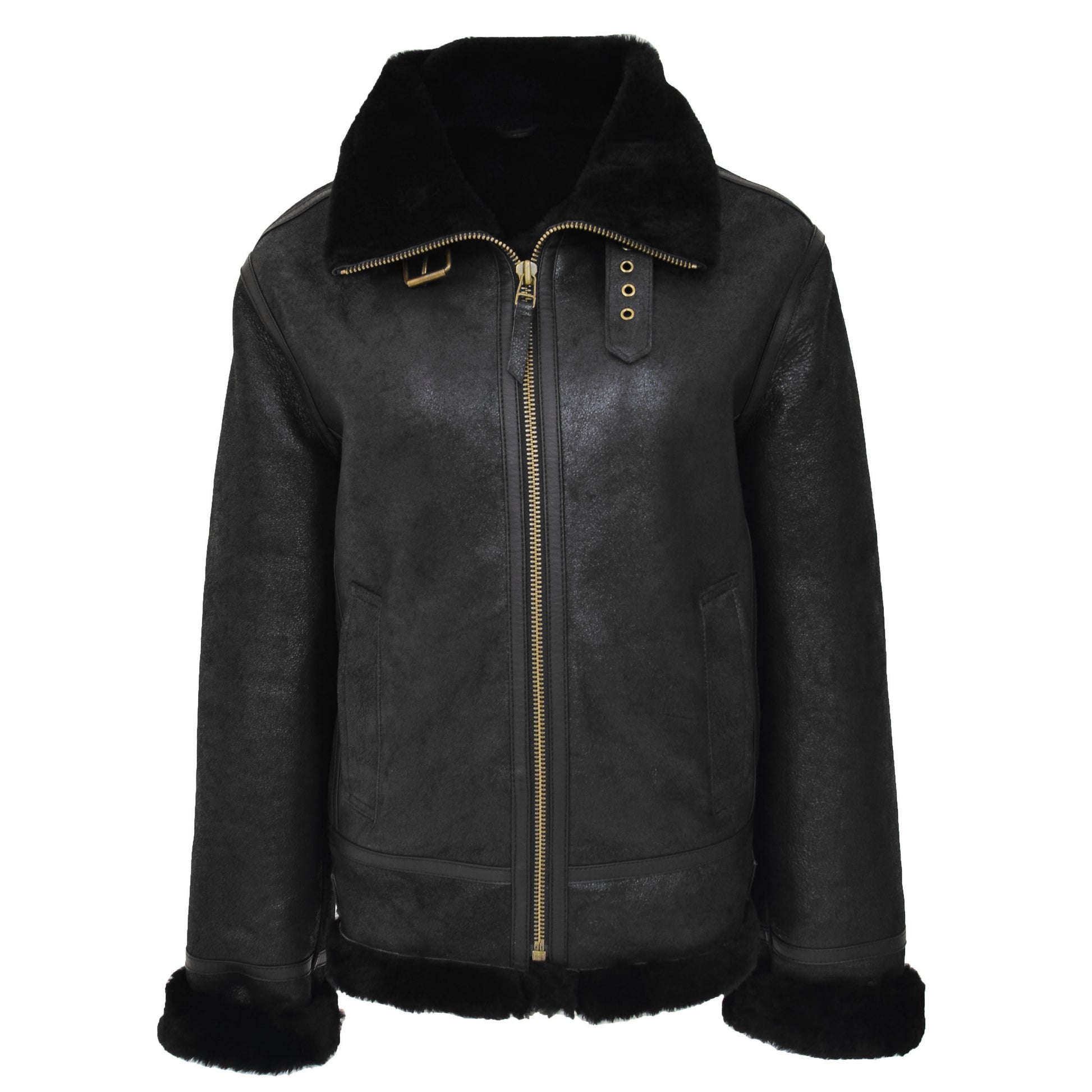 Womens Sheepskin B3 Detachable Hoodie Jacket Naomi Black 3