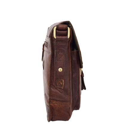 Mens Leather Cross Body Flight Bag Oldenburg Brown