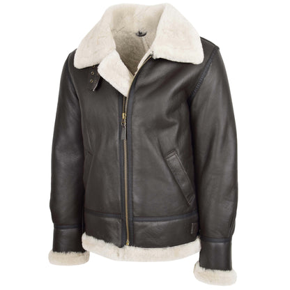 Men's Classic B3 Original Sheepskin Jacket Brown White 3