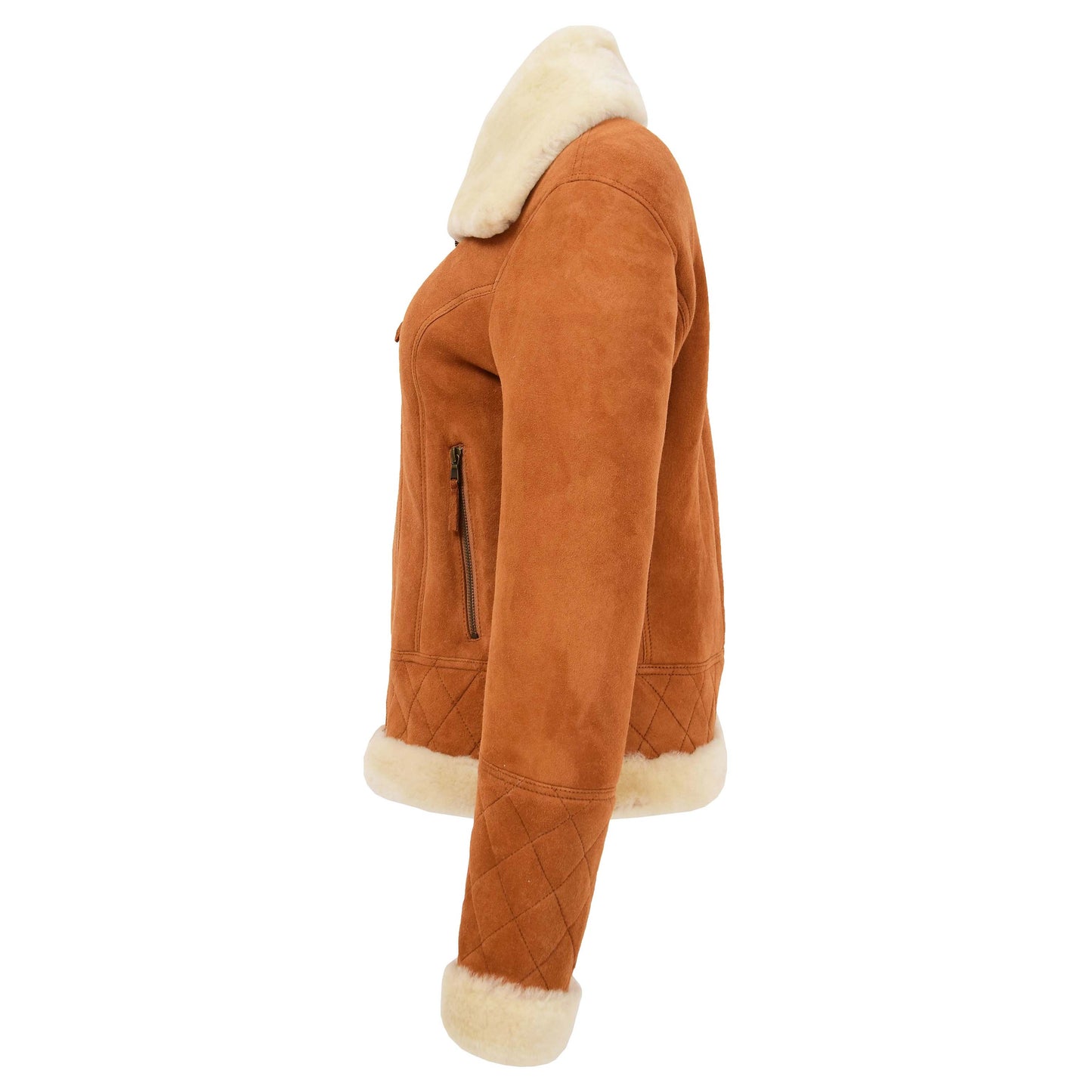 Womens Merino Sheepskin Aviator Jacket Isabelle Tan 5