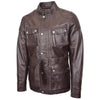 Mens Leather Coat Belted Safari Style Anderson Brown 3