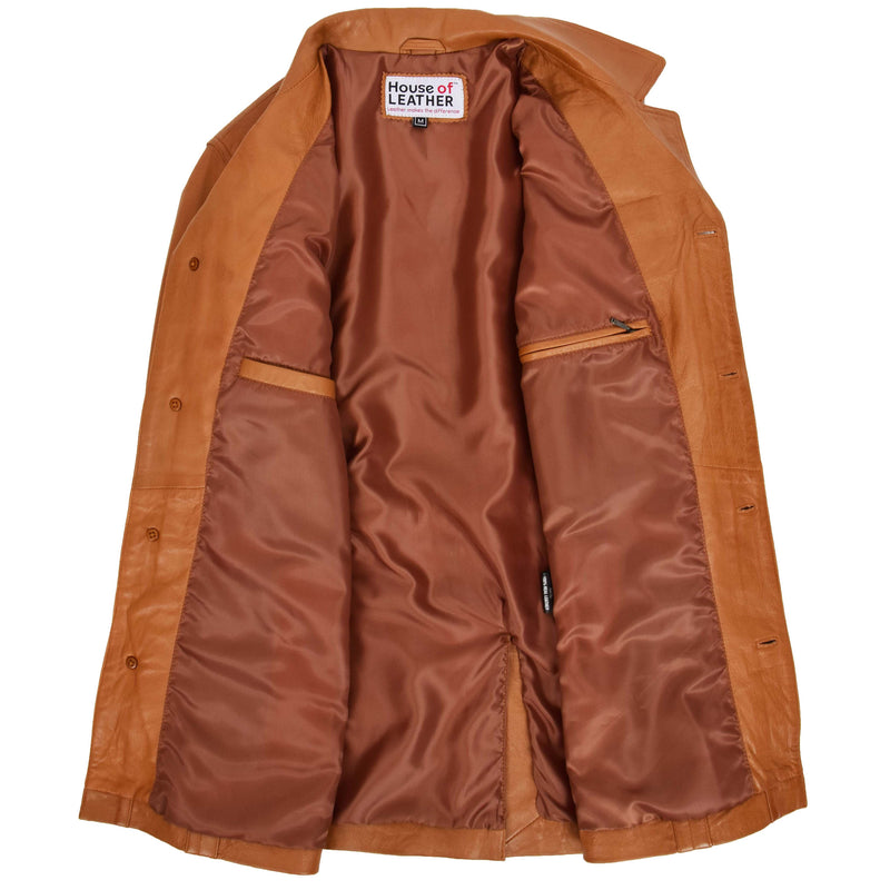 Mens Leather Reefer Buttoned Blazer Jacket Derek Tan 5