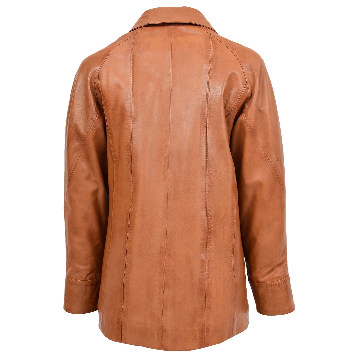 Womens Leather Coat with Hoodie Jane Tan 4