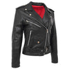 Womens Leather Biker Brando Style Jacket Holly Black 4