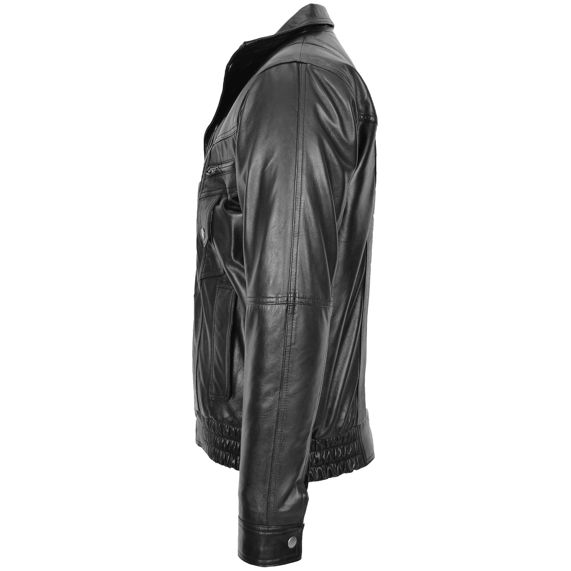 Mens Leather Bomber Blouson Jacket Robert Black 4