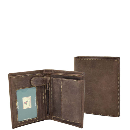 Mens Single Fold Real Leather Wallet Zurich Brown