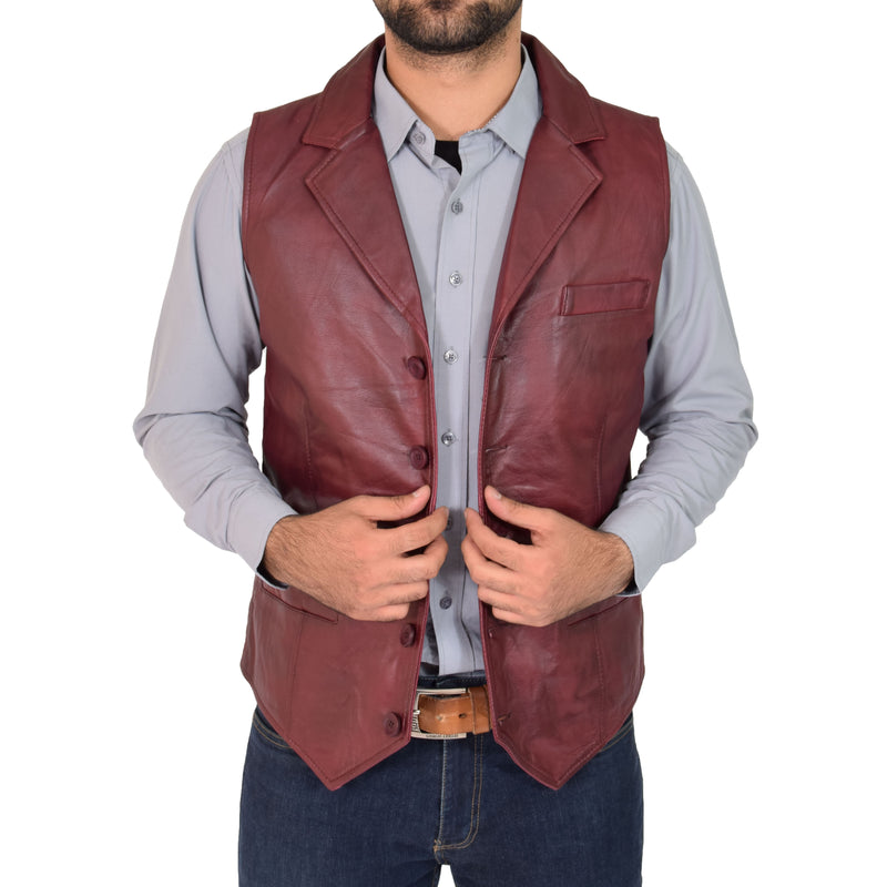 mens soft nappa leather gilet