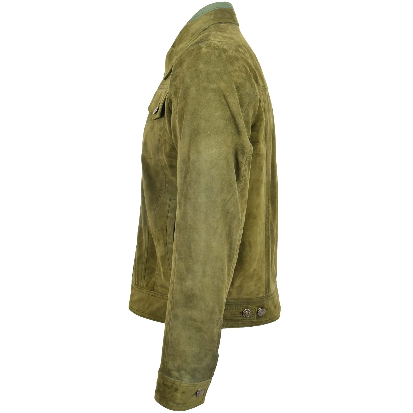 Mens Real Suede Trucker Harrington Jacket Daryl Green 4