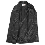 Womens Real Leather Mac Coat 3/4 Length Classic Style F99 Black 5