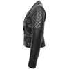 Womens Cross Zip Biker Leather Jacket Claudia Black 4