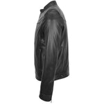 Mens Biker Soft Casual Leather Jacket Milton Black 4