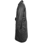 Mens Leather 3/4 Length Double Breasted Coat Travis Black 4