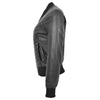 Womens Leather Varsity Quilted Bomber Jacket Sally Black 5