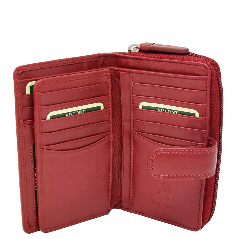 Womens Leather Booklet Style Purse Dublin Red 4