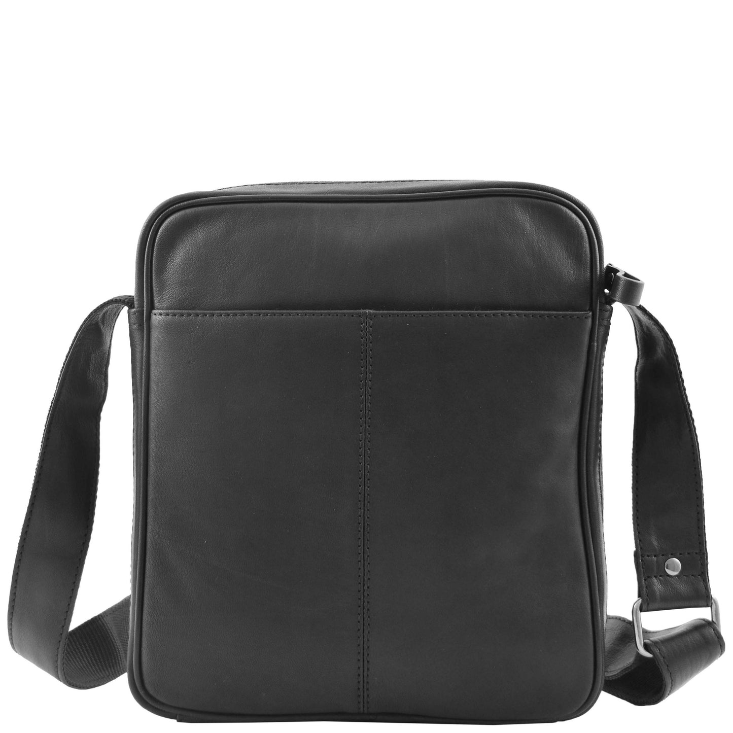 Mens Leather Cross Body Travel Flight Bag Aller Black 2