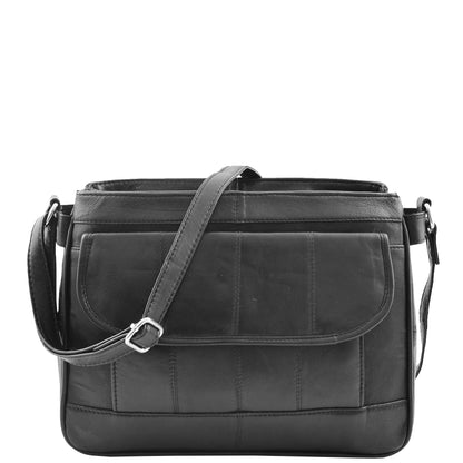 Womens Leather Cross Body Messenger Bag HOL002 Black 2