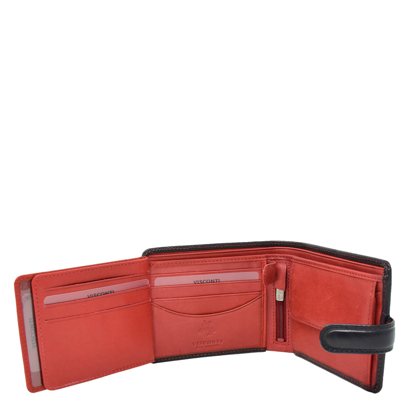 Mens Premium Leather Two Tone Wallet Hobart Black 6