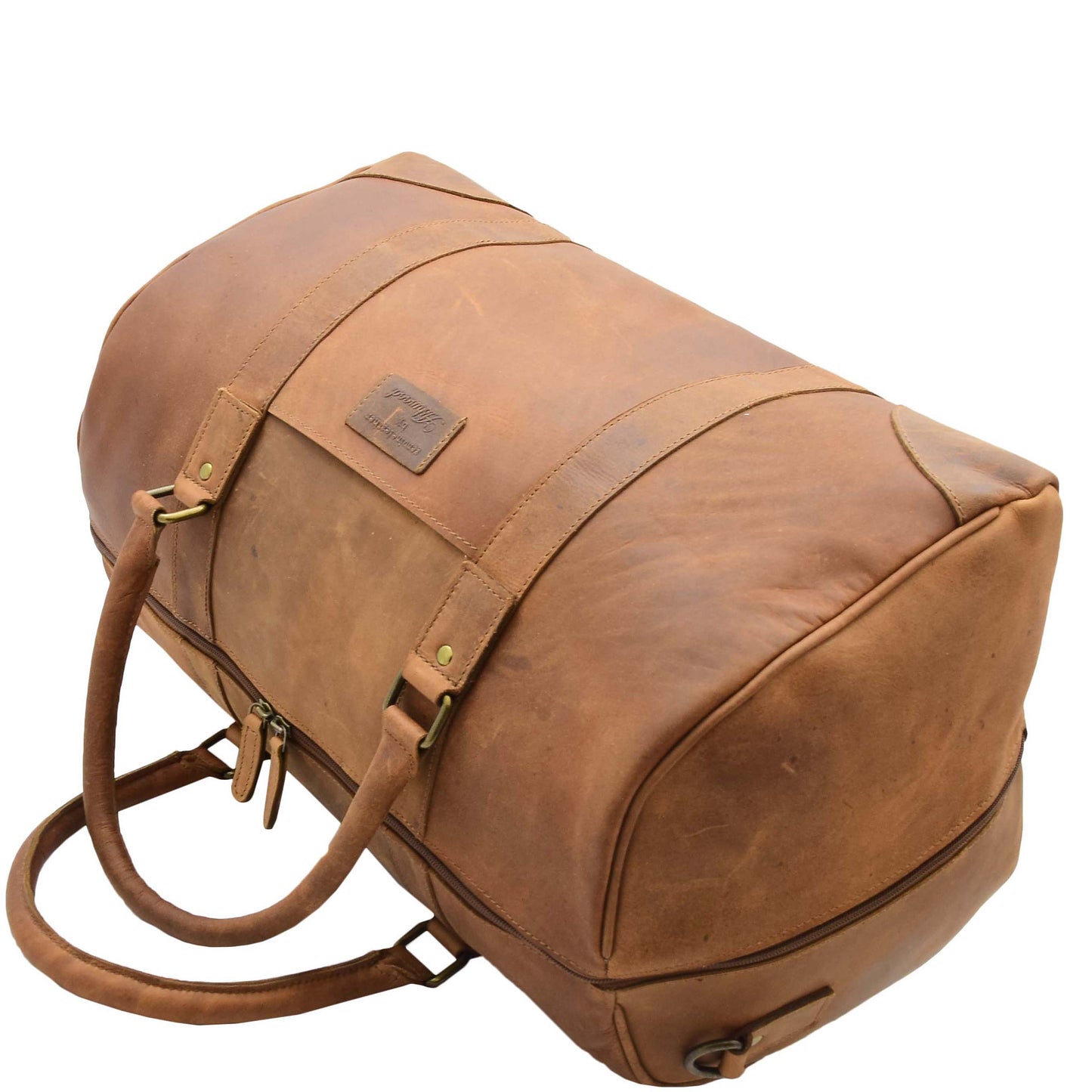 Genuine Leather Holdall Weekend Multi Use Duffle Bag ADEL Tan