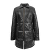 Womens 3/4 Length Padded Leather Coat Lisa Black 2