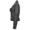 Womens Real Leather Biker Cross Zip Fashion Jacket Remi Black 5