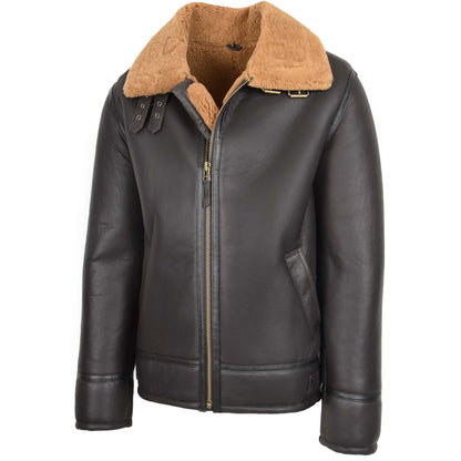 Mens Top Gun Style Sheepskin Jacket Oscar Brown Ginger 3