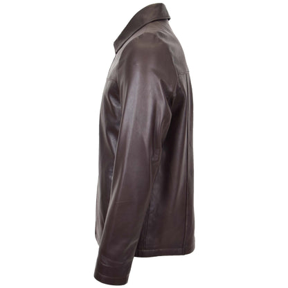 Mens Leather Zip Box Harrington Jacket James Brown 3