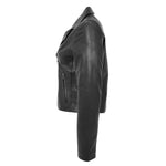 Womens Soft Leather Cross Zip Casual Jacket Jodie Black 5