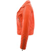 Womens Leather Biker Jacket with Quilt Detail Ziva Orange 5