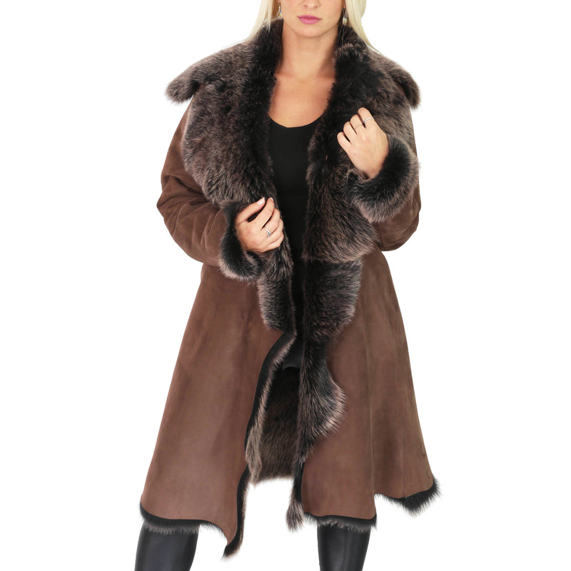 shearling fur coat for womens