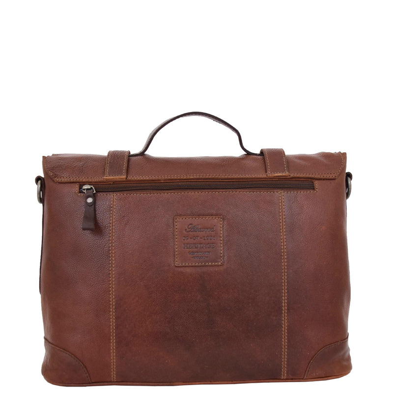Mens Leather Bag Vintage Style Briefcase Shores Brown 1