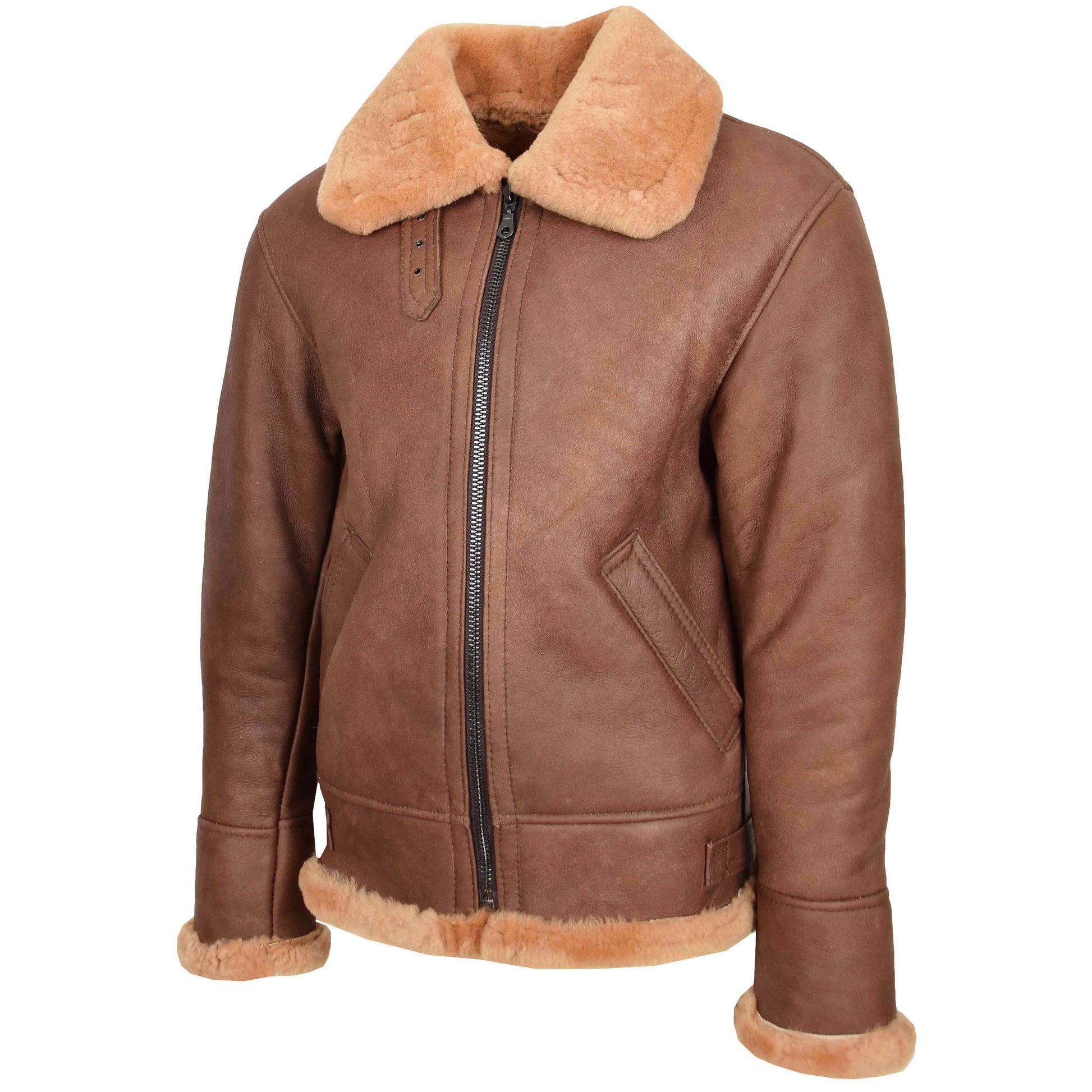 Mens B3 Sheepskin Vintage Flying Jacket Felix Tan 3