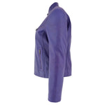 Womens Leather Standing Collar Jacket Becky Purple 5