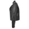 Womens Soft Leather Casual Zip Biker Jacket Ruby Black 5
