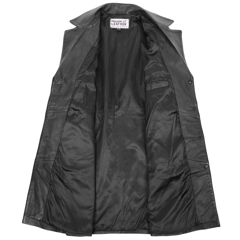 Womens 3/4 Length Soft Leather Classic Coat Macey Black 5