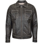 Mens Leather Detachable Hoodie Work Jacket Cypher Grey 2