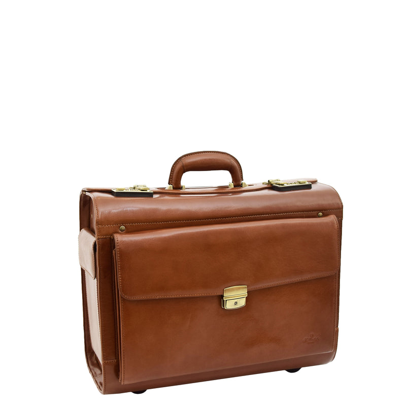 Exclusive Leather Pilot Case Laptop Bag Chester Cognac 4
