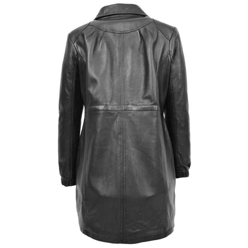 Womens 3/4 Length Leather Duffle Coat Kyra Black 4