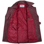 Womens Leather Double Breasted Trench Coat Sienna Burgundy 5