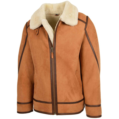 Mens Classic Top Gun Sheepskin B3 Jacket Dean Tan White 3