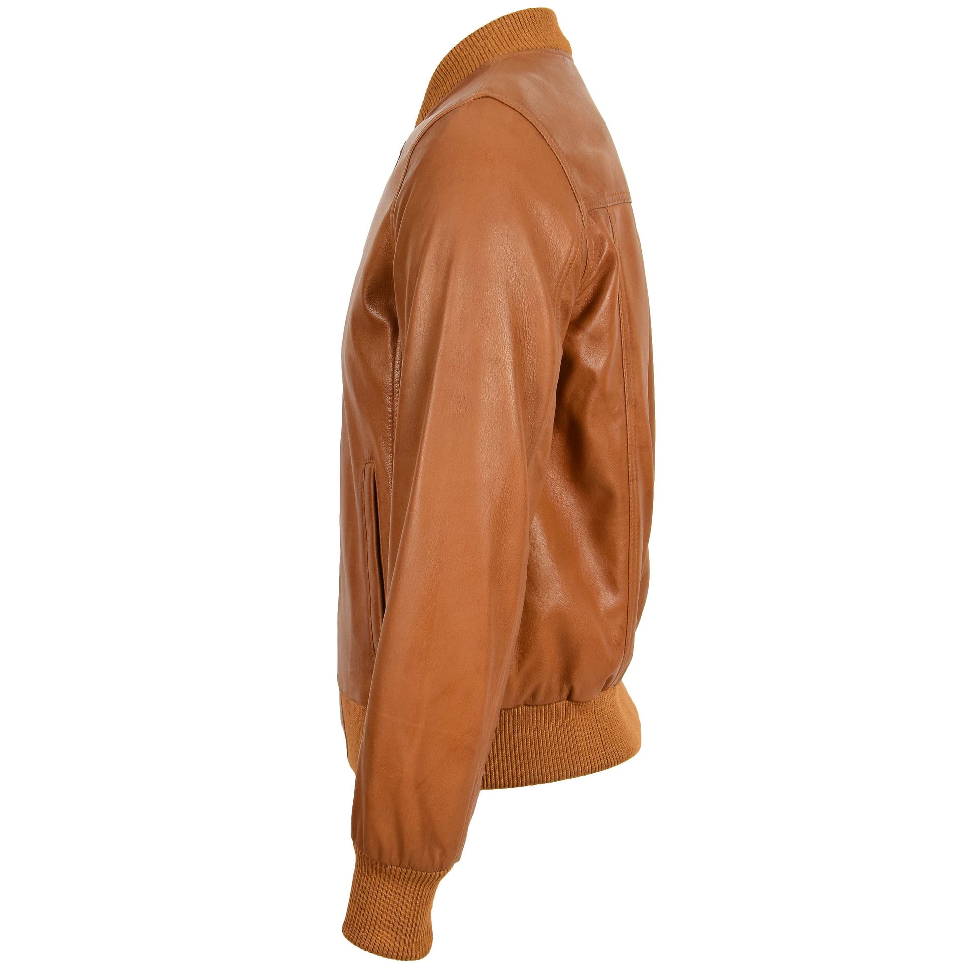 Mens Leather MA-1 Bomber Jacket Ryan Tan 4