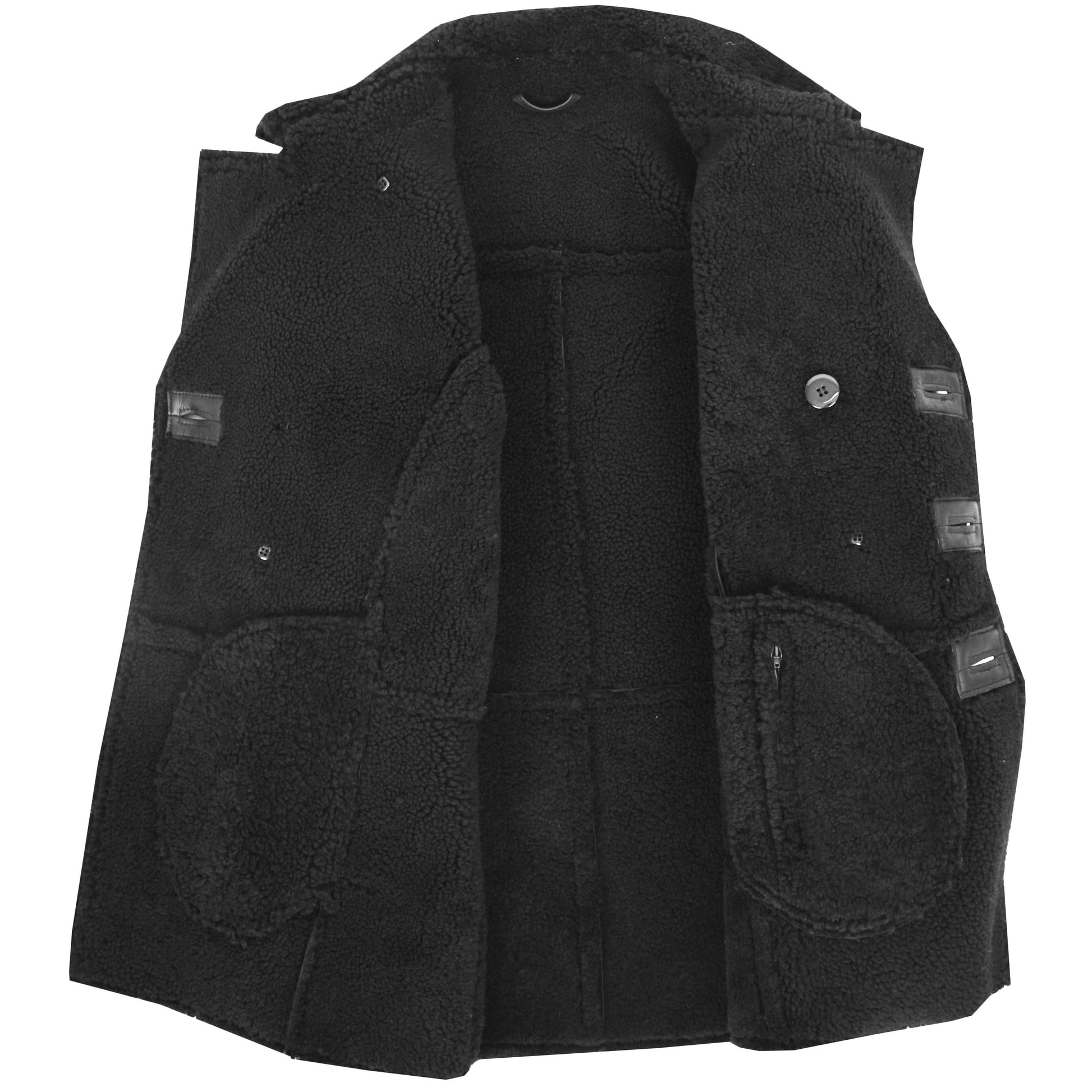 Mens Double Breasted Sheepskin Jacket Theo Black 5