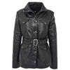 Womens Leather Coat with Detachable Hoodie Daisy Black 3