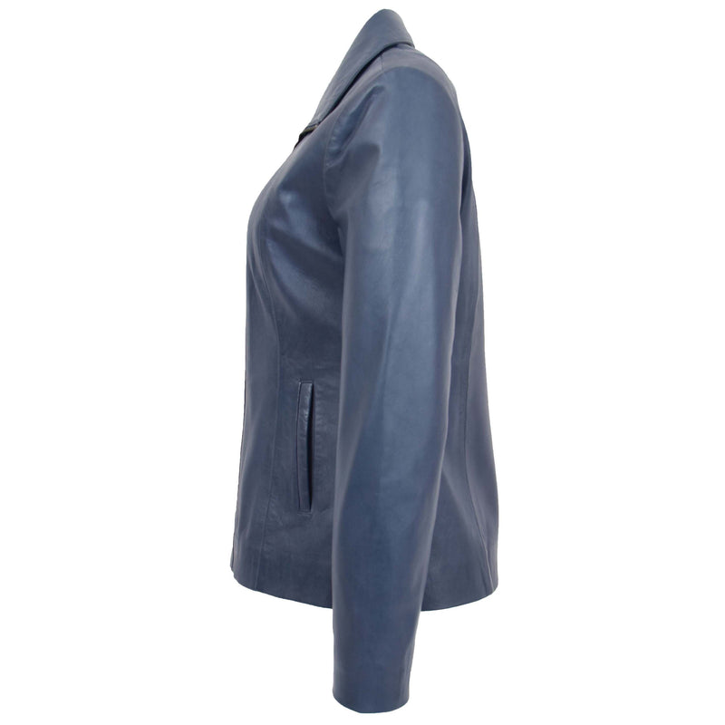 Womens Classic Zip Fastening Leather Jacket Julia Blue 5