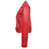 Womens Real Leather Biker Brando Style Jacket Mia Red 4