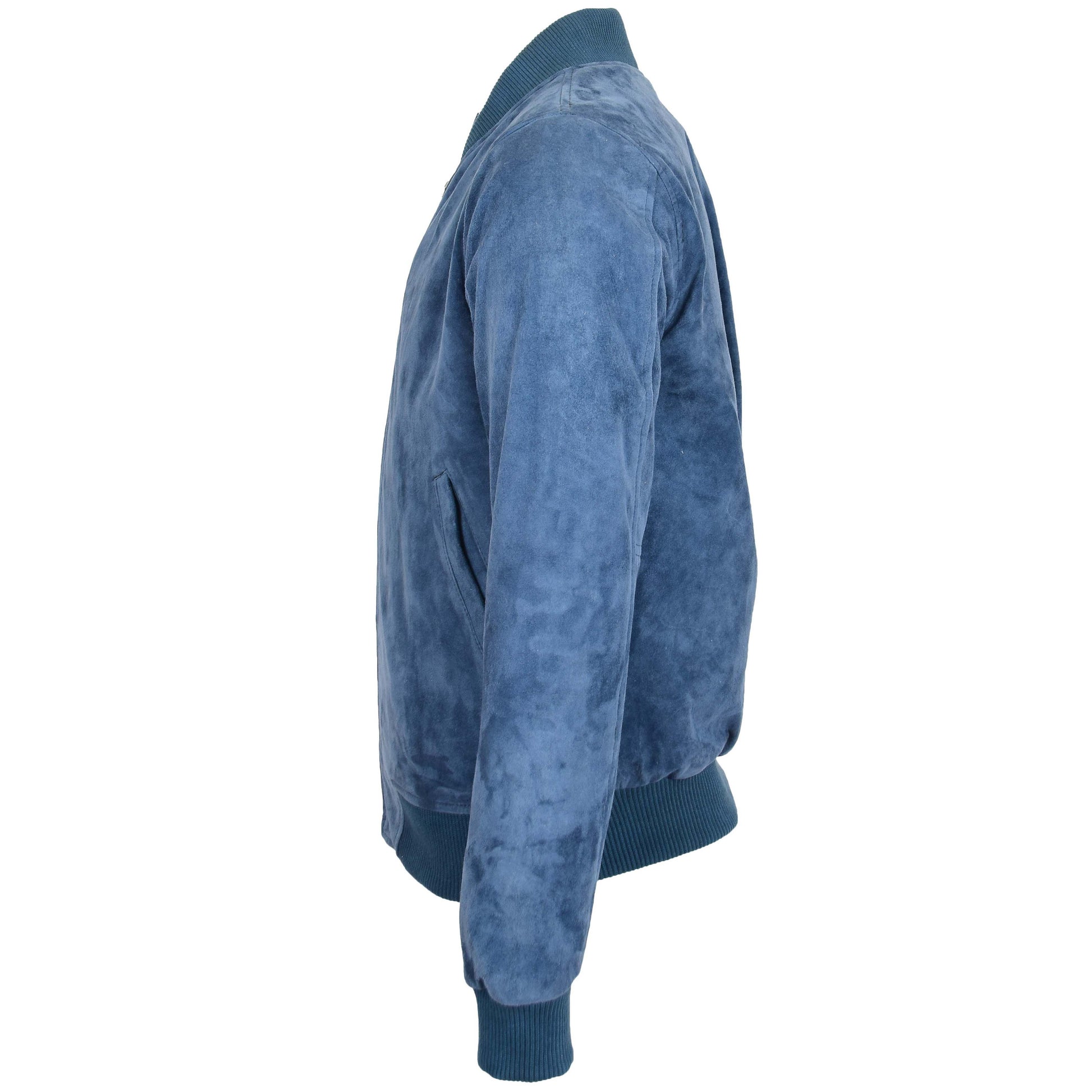 Mens Suede MA-1 Bomber Jacket Trevor Blue 4