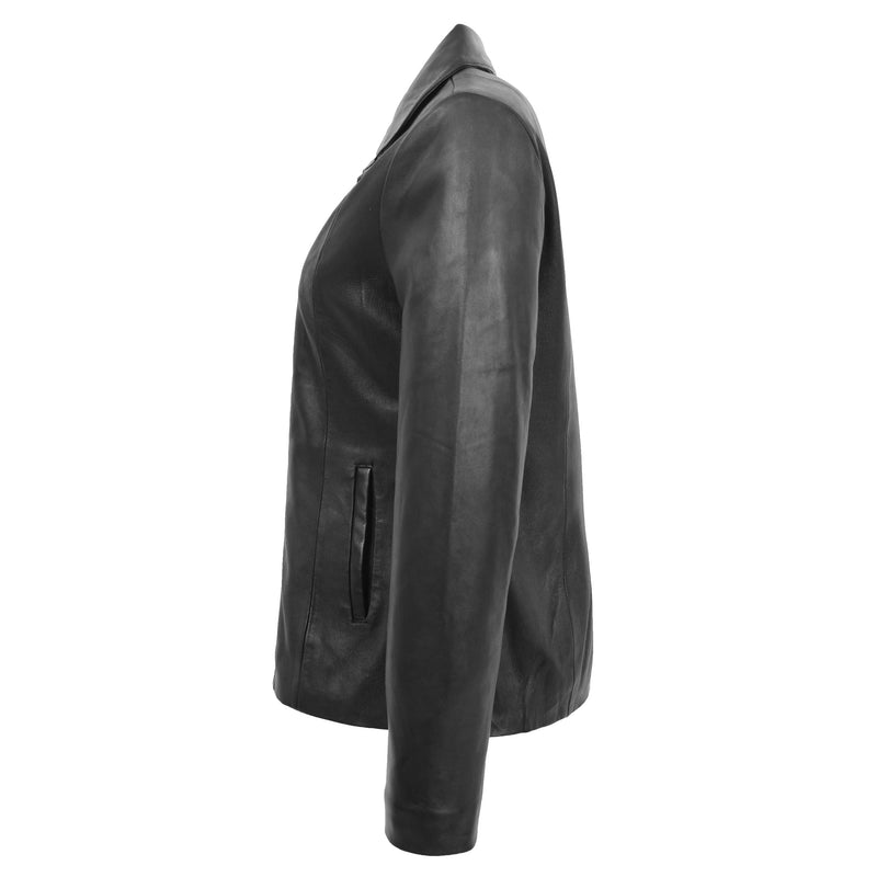 Womens Classic Zip Fastening Leather Jacket Julia Black 5