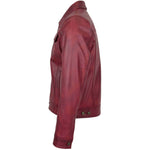 Mens Leather Lee Rider Casual Jacket Terry Burgundy 4