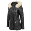Womens Original Duffle Style Leather Coat Ariel Black 3